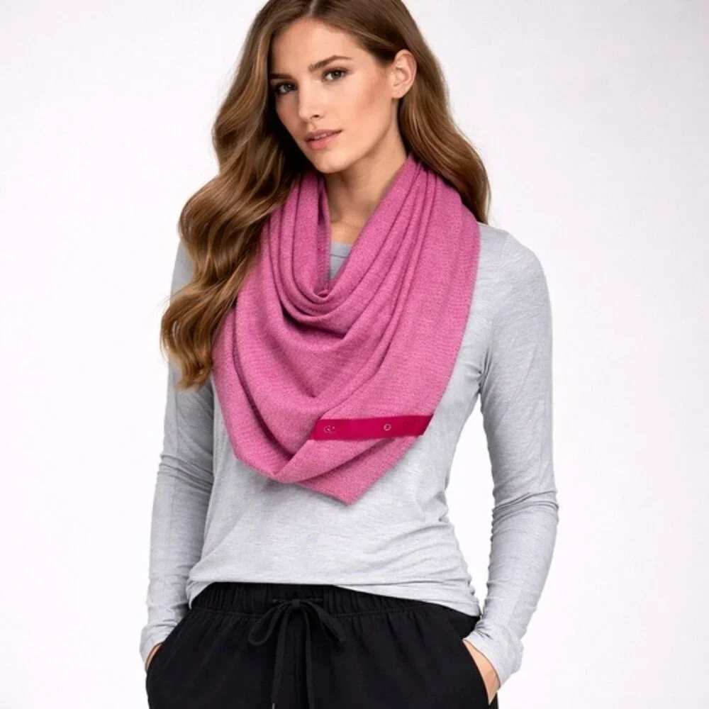 Lululemon Vinyasa Scarf Pink Snap Button Circle Scarf Athleisure OS